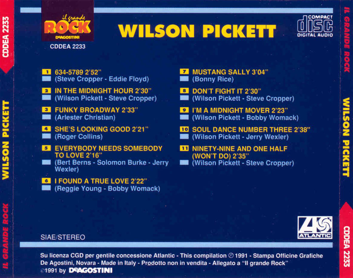 Cartula Trasera de Wilson Pickett - Il Grande Rock