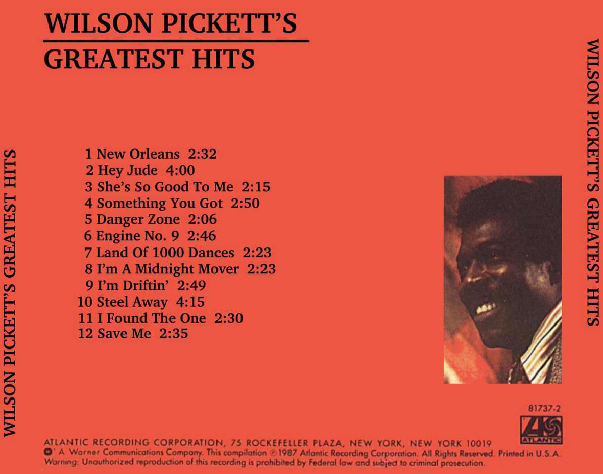 Cartula Trasera de Wilson Pickett - Wilson Pickett's Greatest Hits (1987)