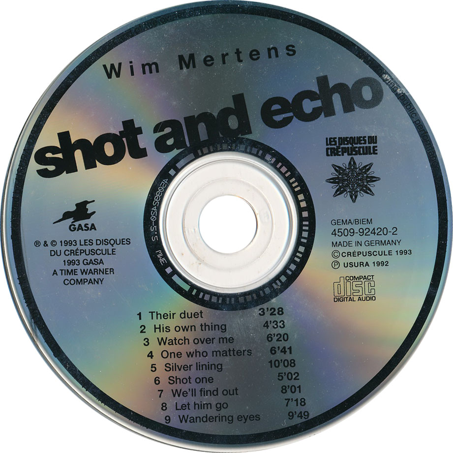 Cartula Cd de Wim Mertens - Shot And Echo