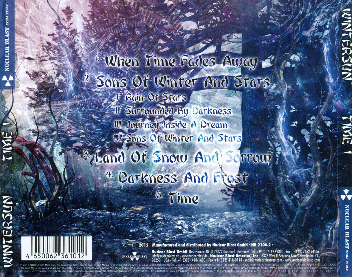 Cartula Trasera de Wintersun - Time I