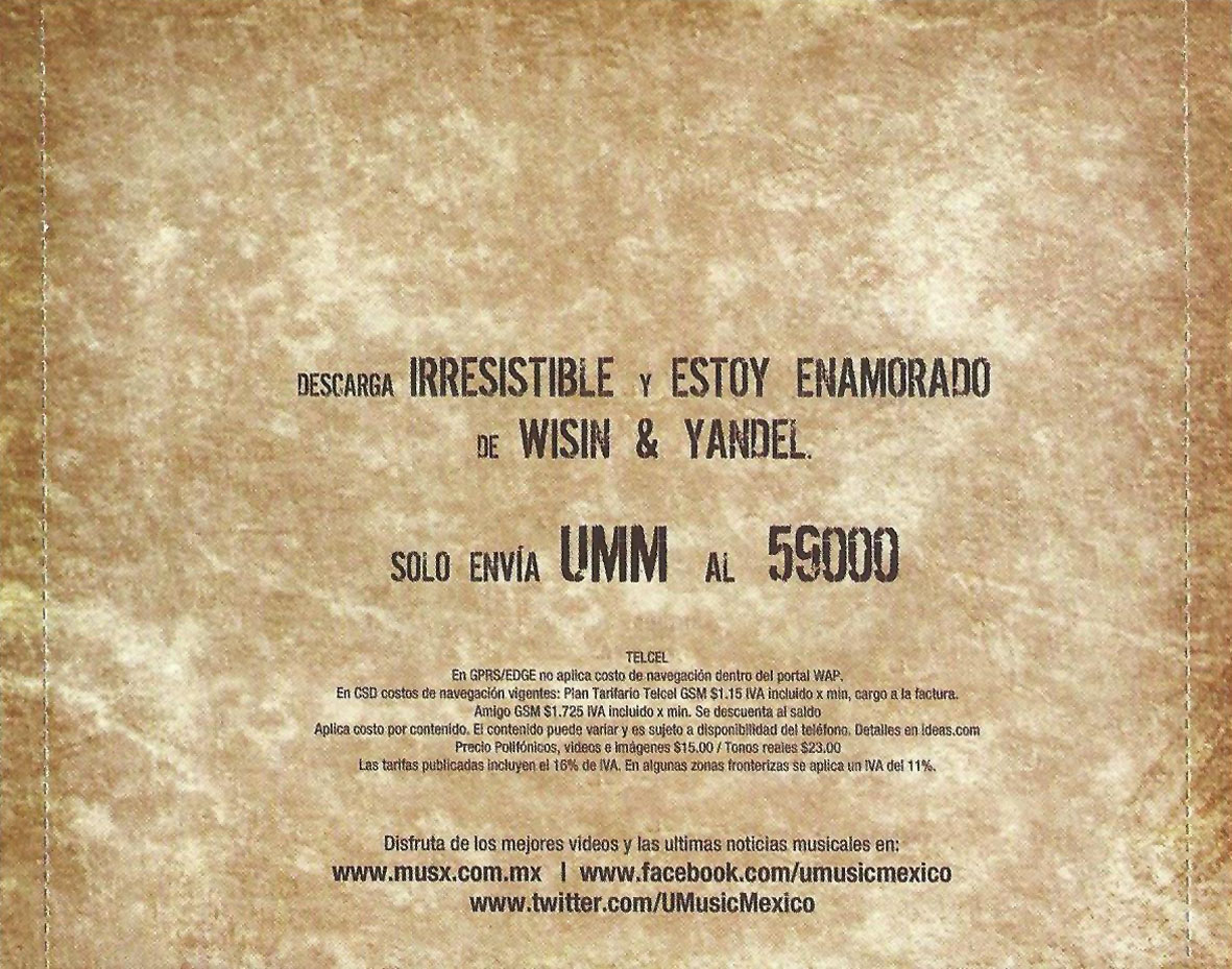 Cartula Interior Trasera de Wisin & Yandel - La Revolucion Live Volume II