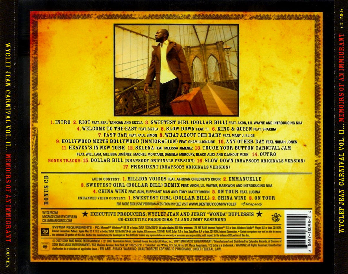 Cartula Trasera de Wyclef Jean - Carnival Ii: Memoirs Of An Immigrant (Deluxe Edition)
