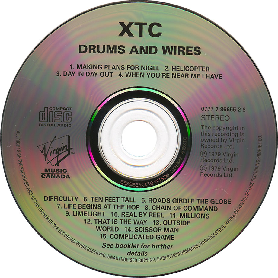 Cartula Cd de Xtc - Drums And Wires (1979)