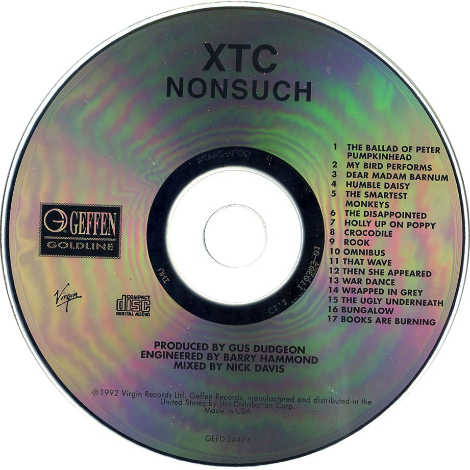 Cartula Cd de Xtc - Nonsuch (1992)