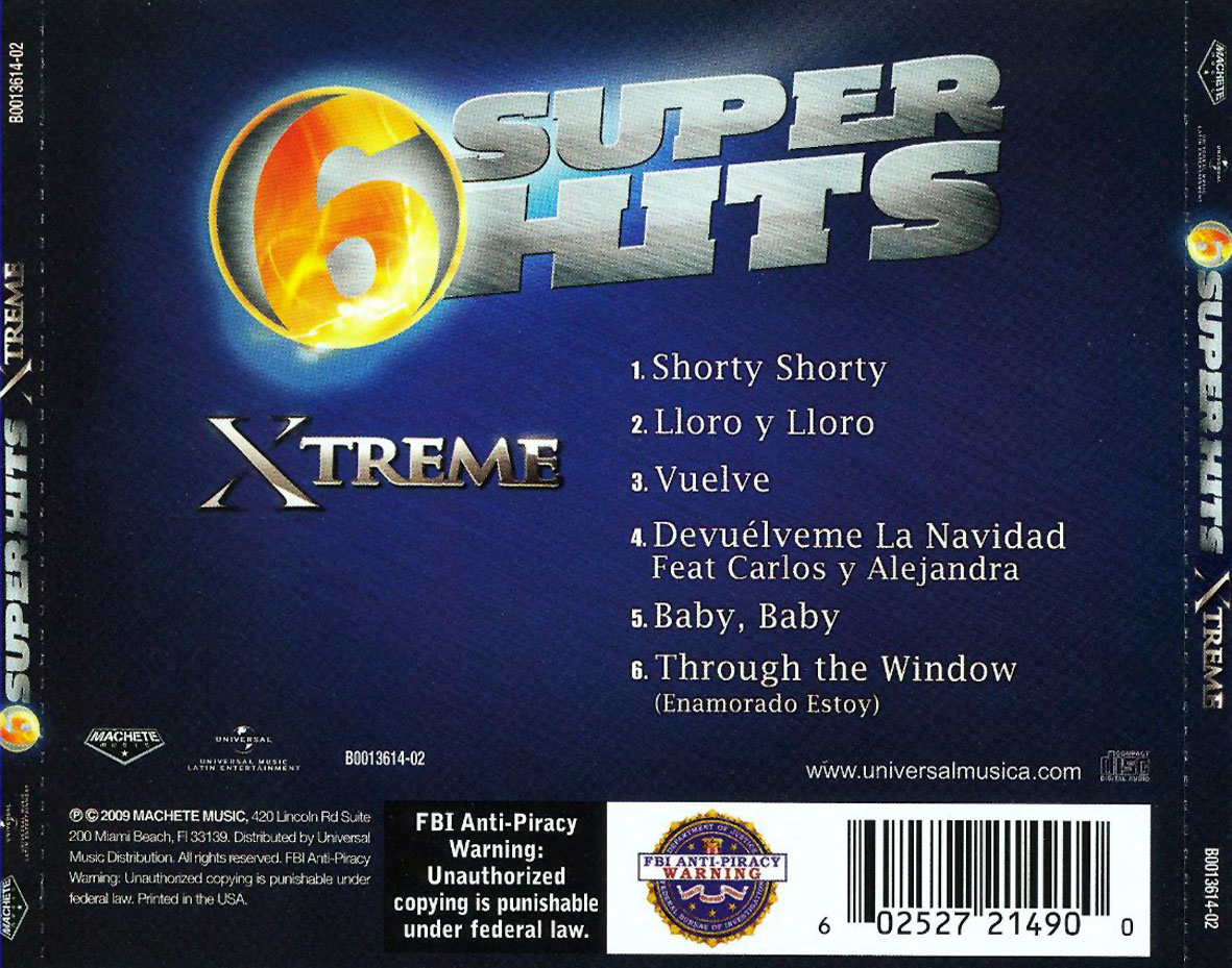 Cartula Trasera de Xtreme - 6 Super Hits (Ep)