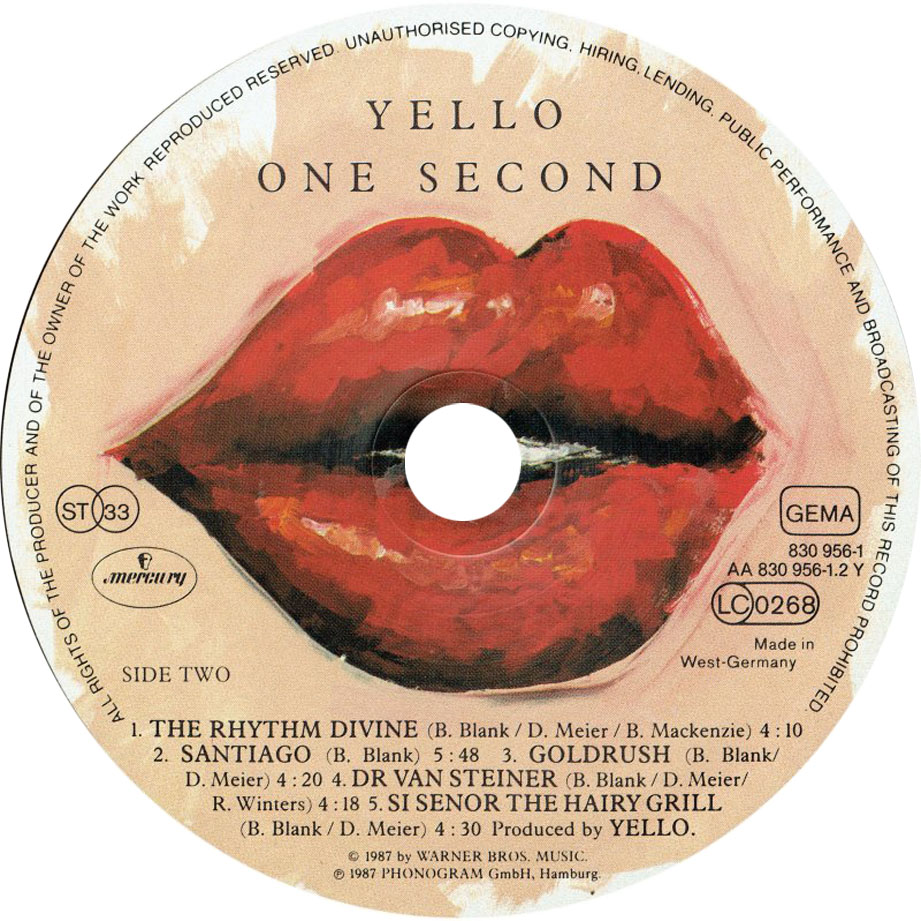 Cartula Cd de Yello - One Second