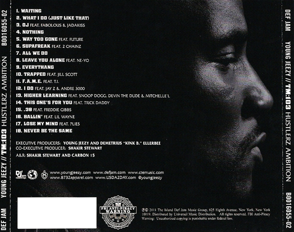 Cartula Trasera de Young Jeezy - Tm 103 Hustlerz Ambition (Deluxe Edition)