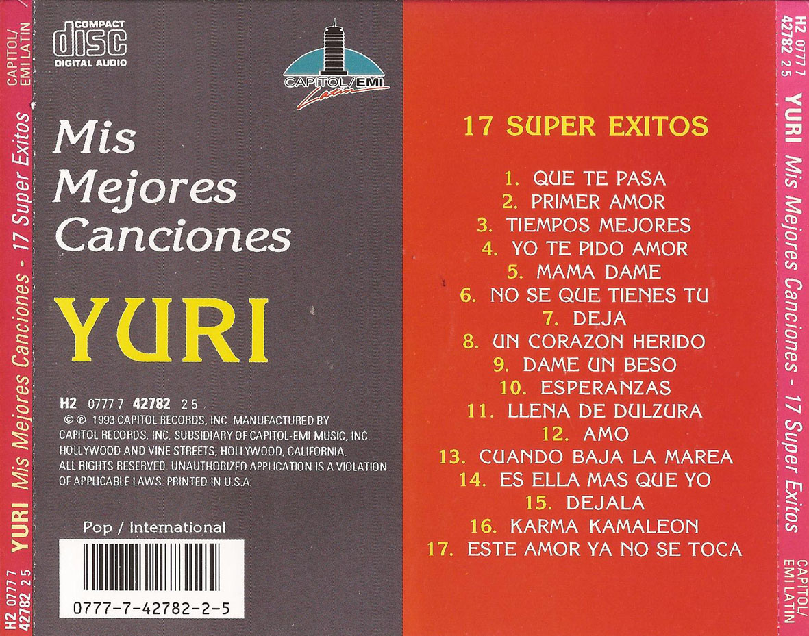 Cartula Trasera de Yuri - Mis Mejores Canciones: 17 Super Exitos