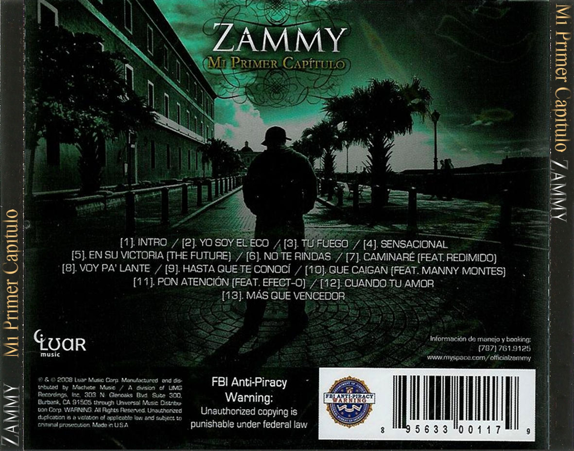 Cartula Trasera de Zammy - Mi Primer Capitulo