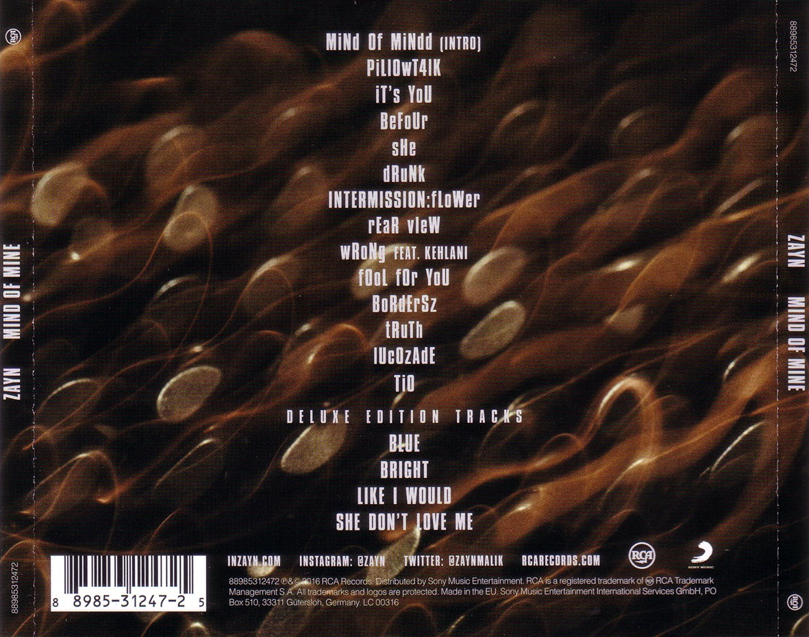 Cartula Trasera de Zayn - Mind Of Mine (Deluxe Edition)