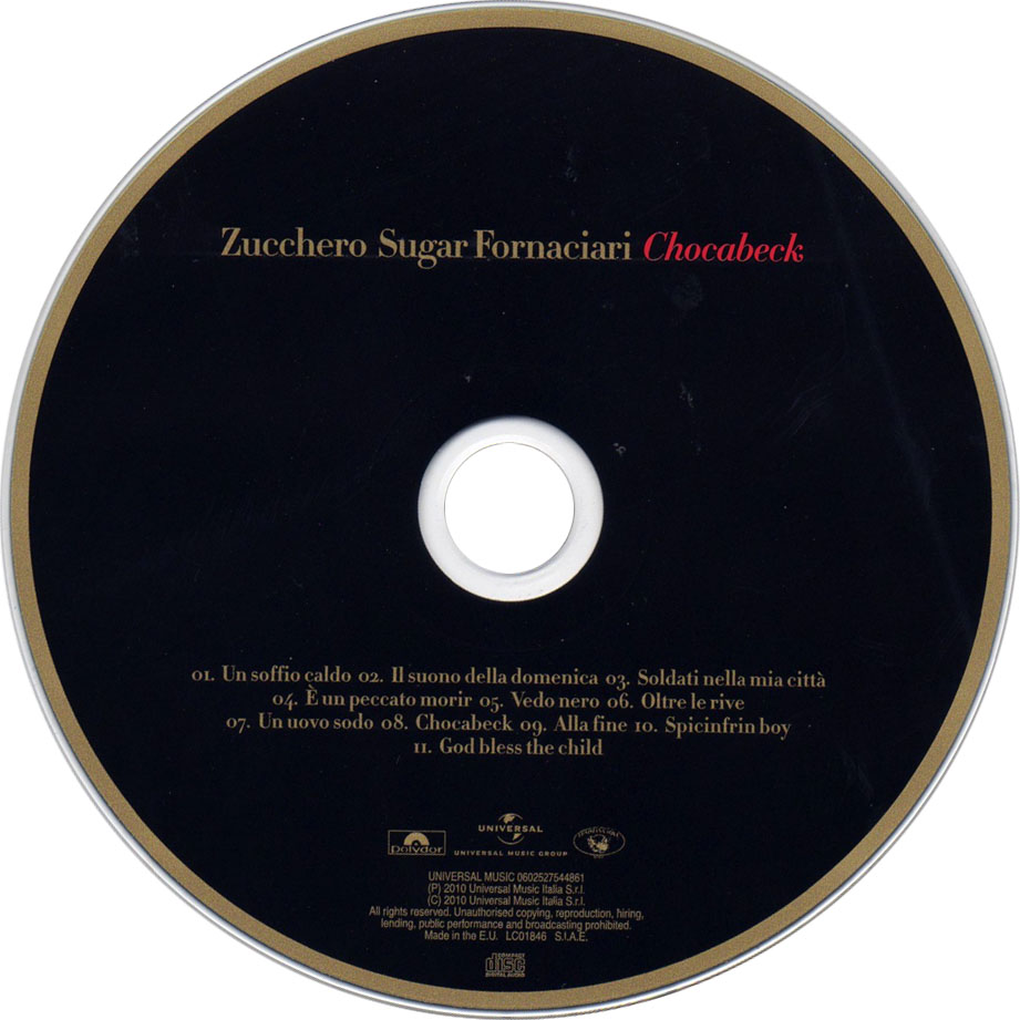 Cartula Cd de Zucchero - Chocabeck
